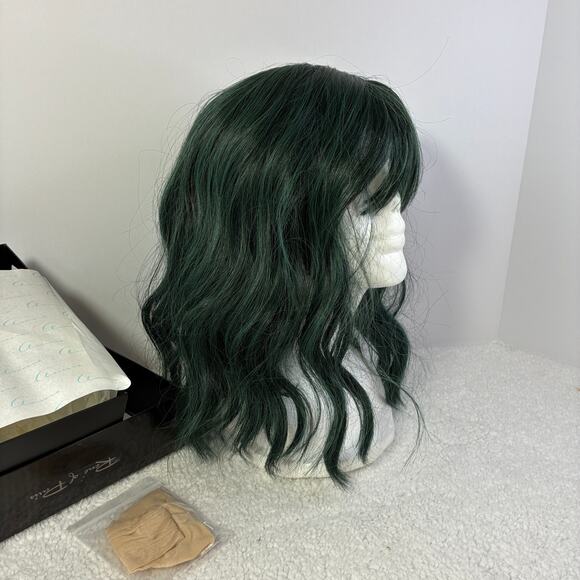Rene of Paris Wig Breezy Wavez Smoky Forest green tones medium length with bangs - Picture 1 of 8